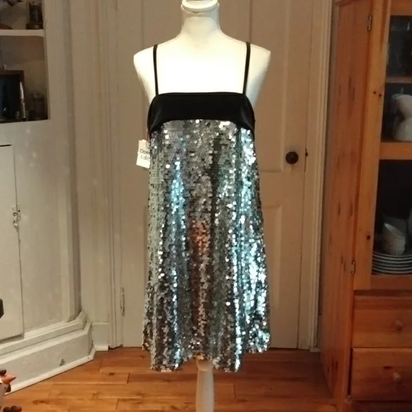 knee length dresses for ladies Rose Gold Sequin Mini Shift Dress S main image 1